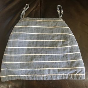 slightly cropped blue and white summer tank top